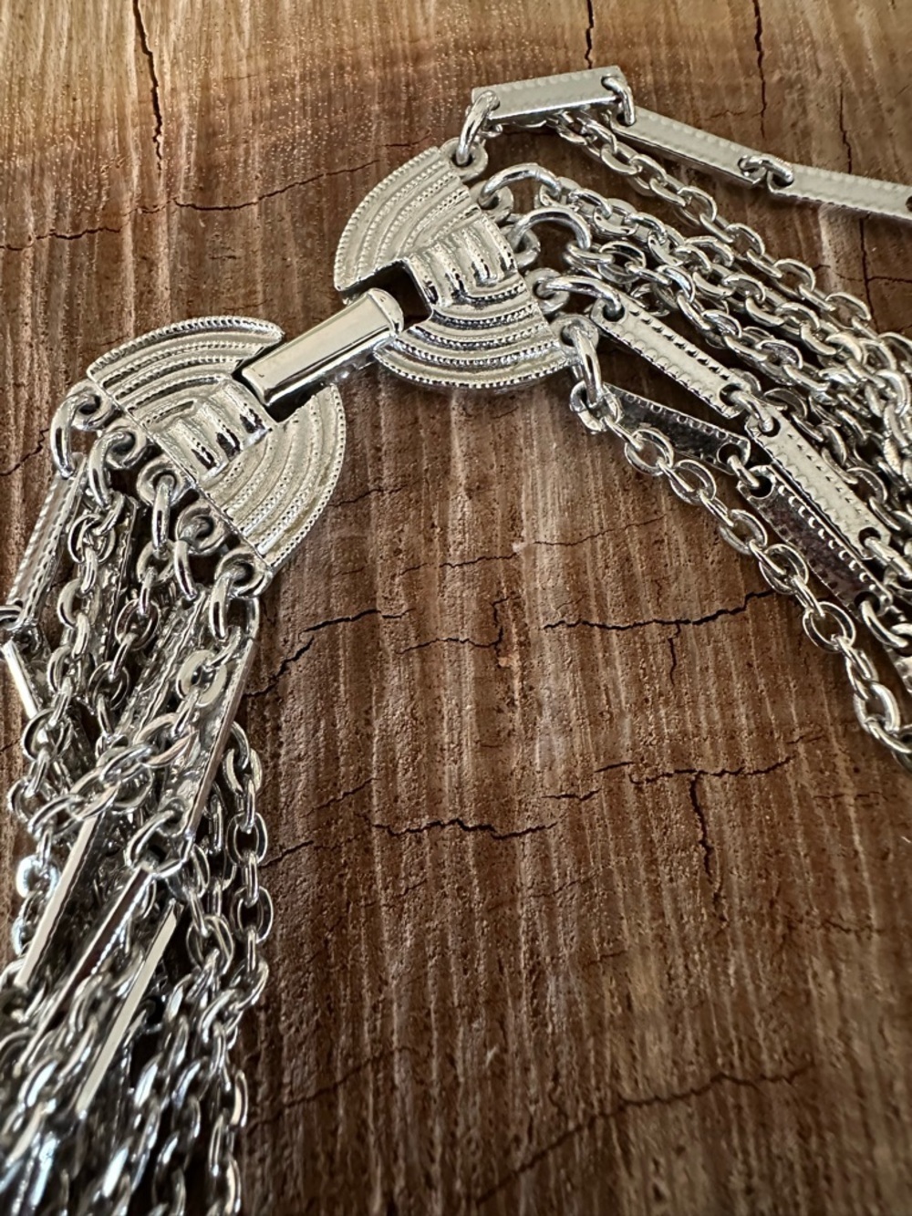 Sarah Coventry Silver-Tone Multi Strand Chain Necklace